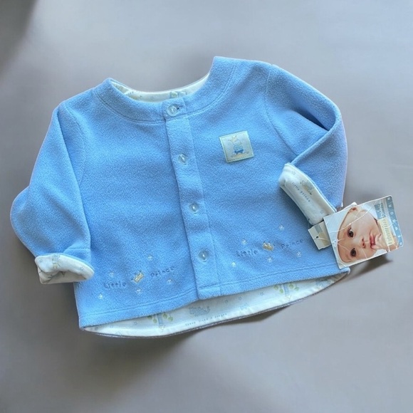 NWT VitaminBaby Super Soft Baby Blue “Little Prince” button up sweater cardigan - Picture 1 of 7